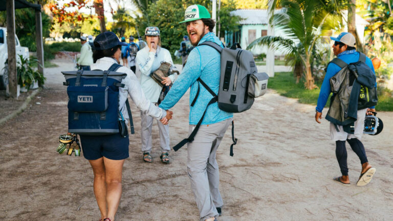 Guests and fly fishing guides on their way to fish in Ascension Bay.