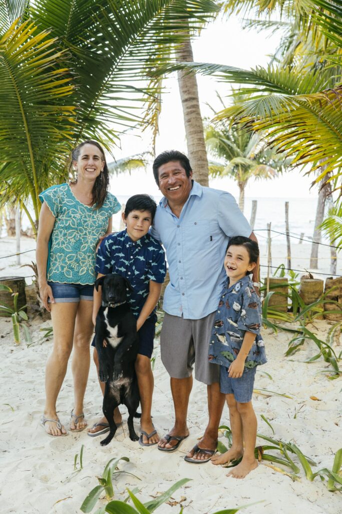 Jose Ucan, Lily Bertram and their two sons at Kay Fly Fishing Lodge.